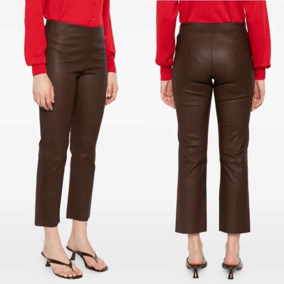 By Malene Birger Florentina Leather Ankle Trouser DE 34 US 4 Chestnut - Picture 1 of 12
